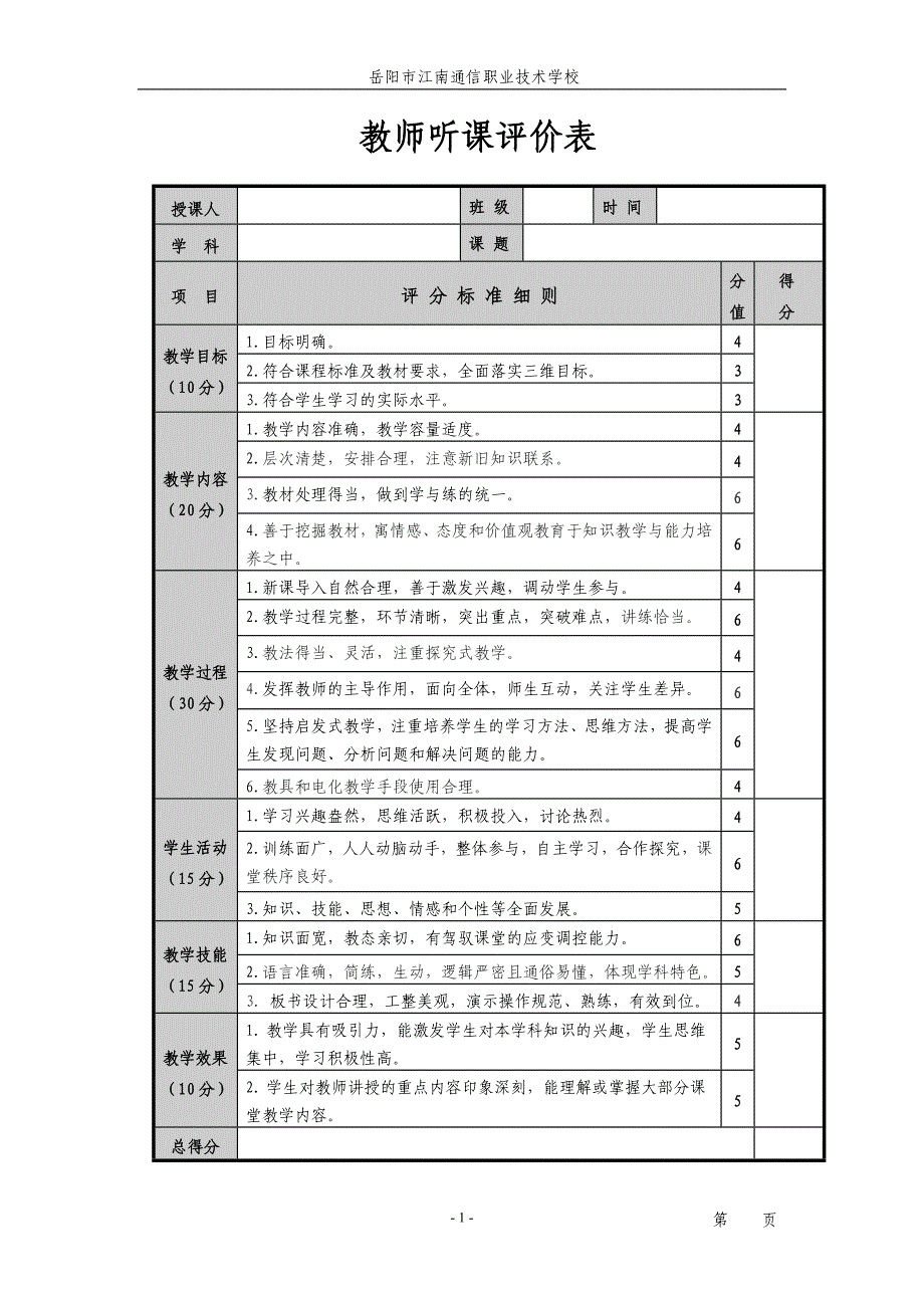 江南职校教师听课评价表(定稿)_第1页