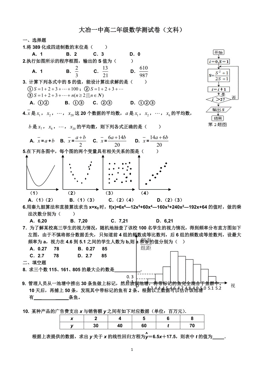 大冶一中测试卷二_第1页