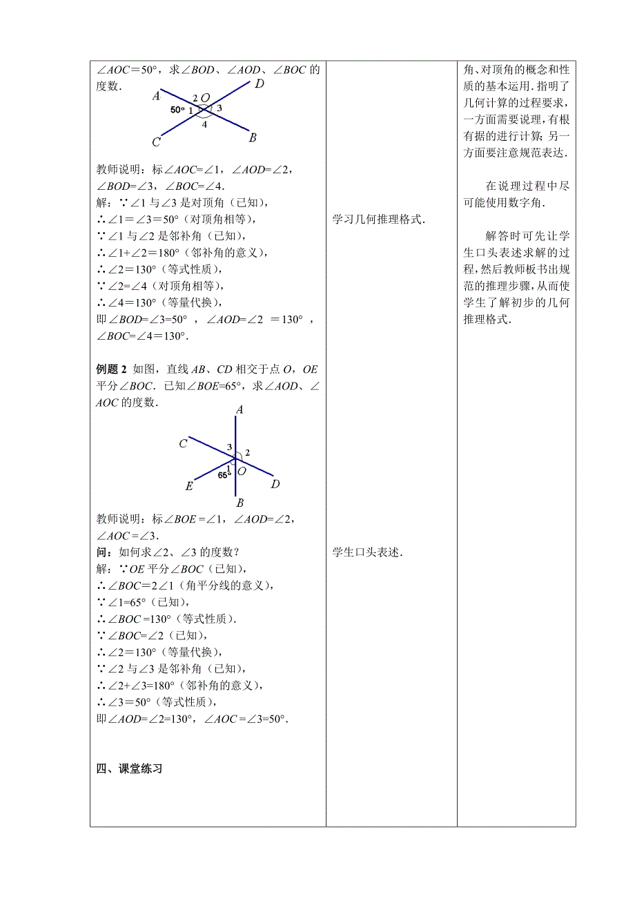 初中数学《邻补角、对顶角》教学设计_第3页