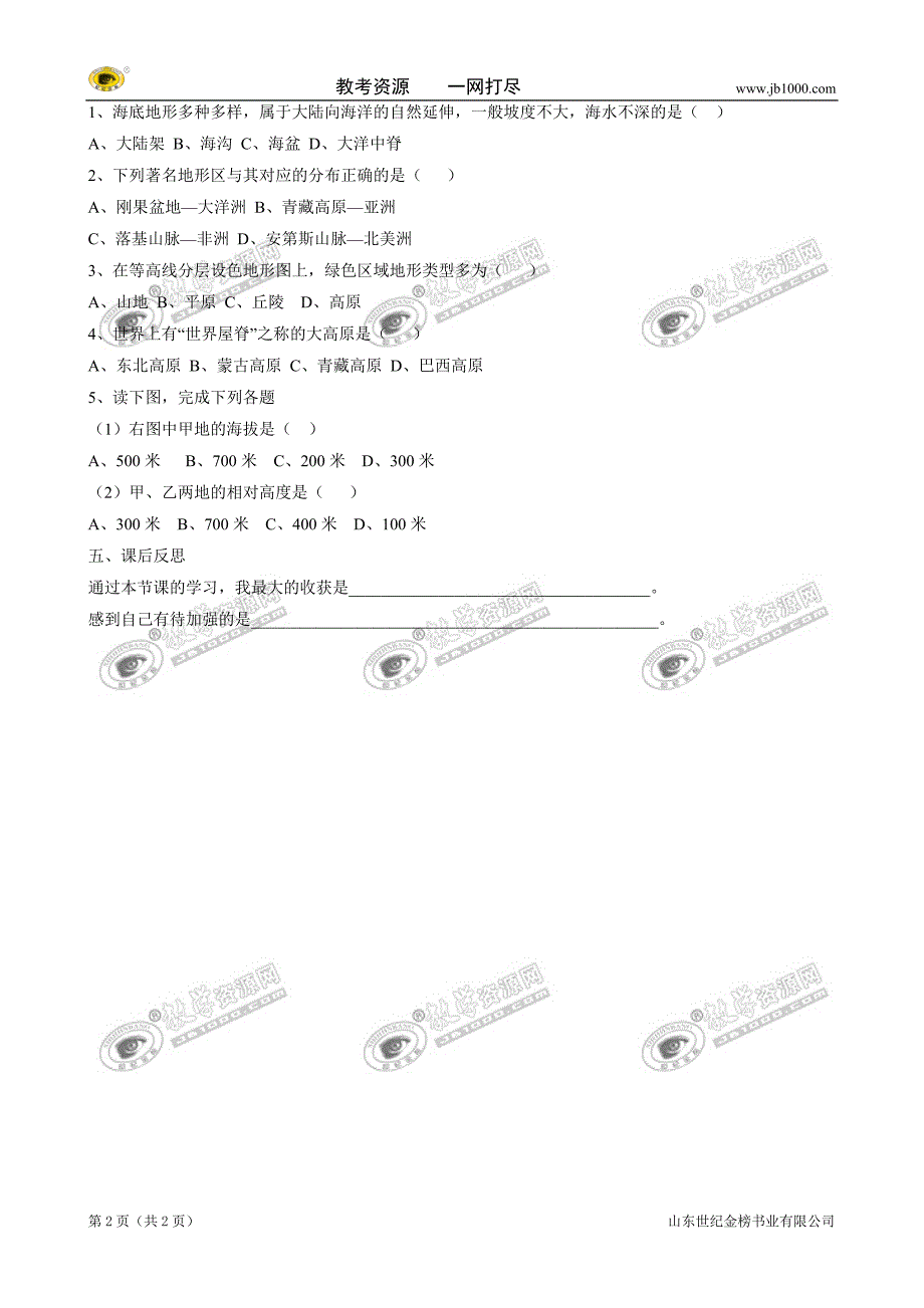 地理：复习资料——学看地形图_第2页