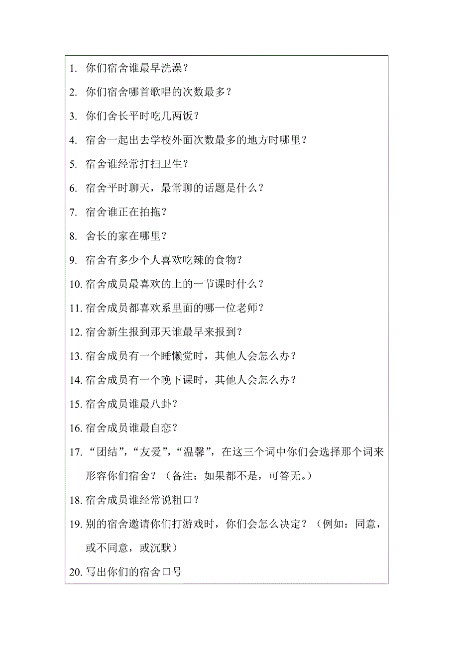 宿舍美化大赛默契度考察题目_第1页