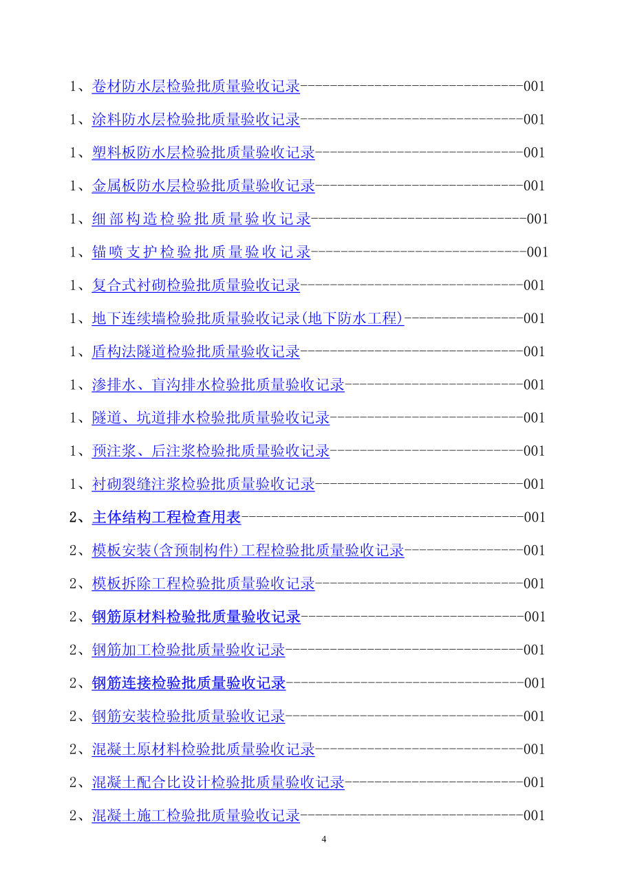 【精品】建筑工程检验批质量验收记录（全套 594页）（具备超级链接目录，一键到达所需页面）_第4页