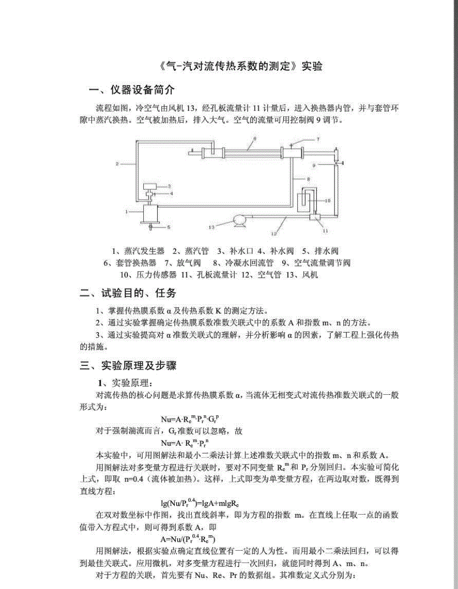 气-汽对流传热系数的测定_第1页