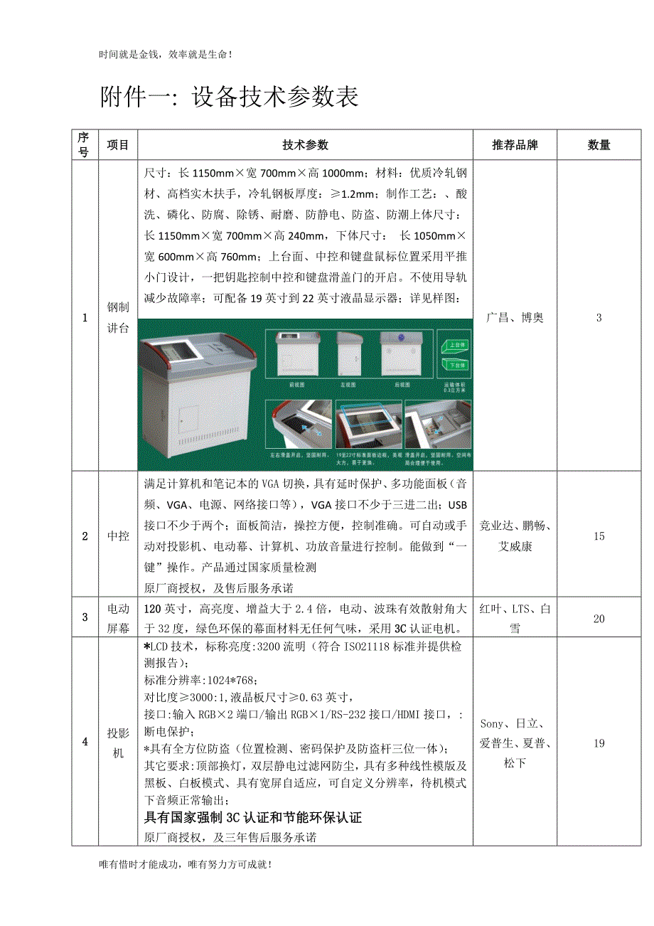附件一设备技术参数表doc_第1页