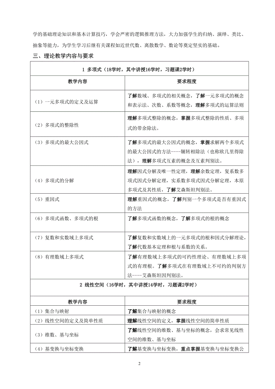 《高等代数2》教学大纲_第2页