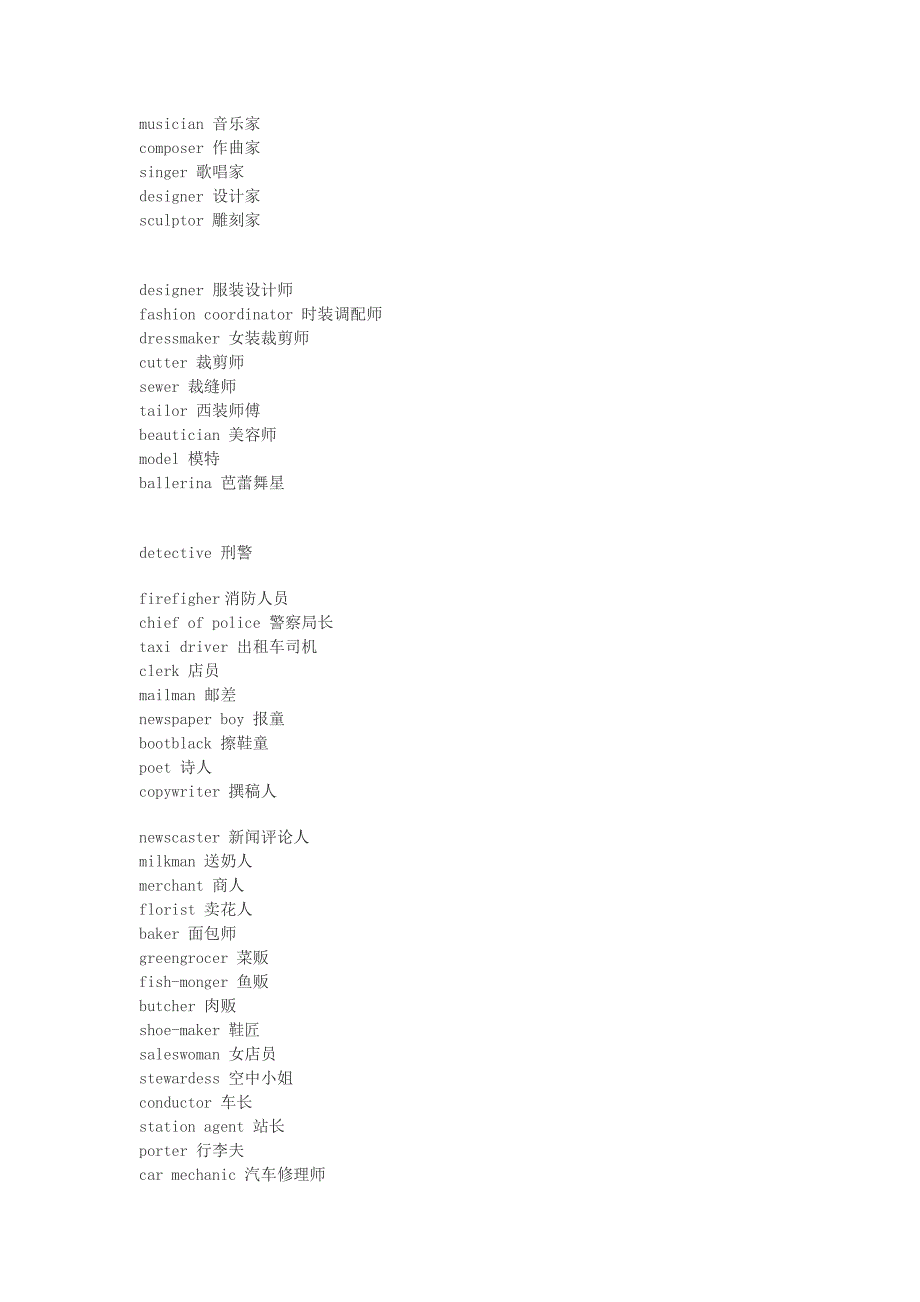 表示职业的英语单词词组_第2页