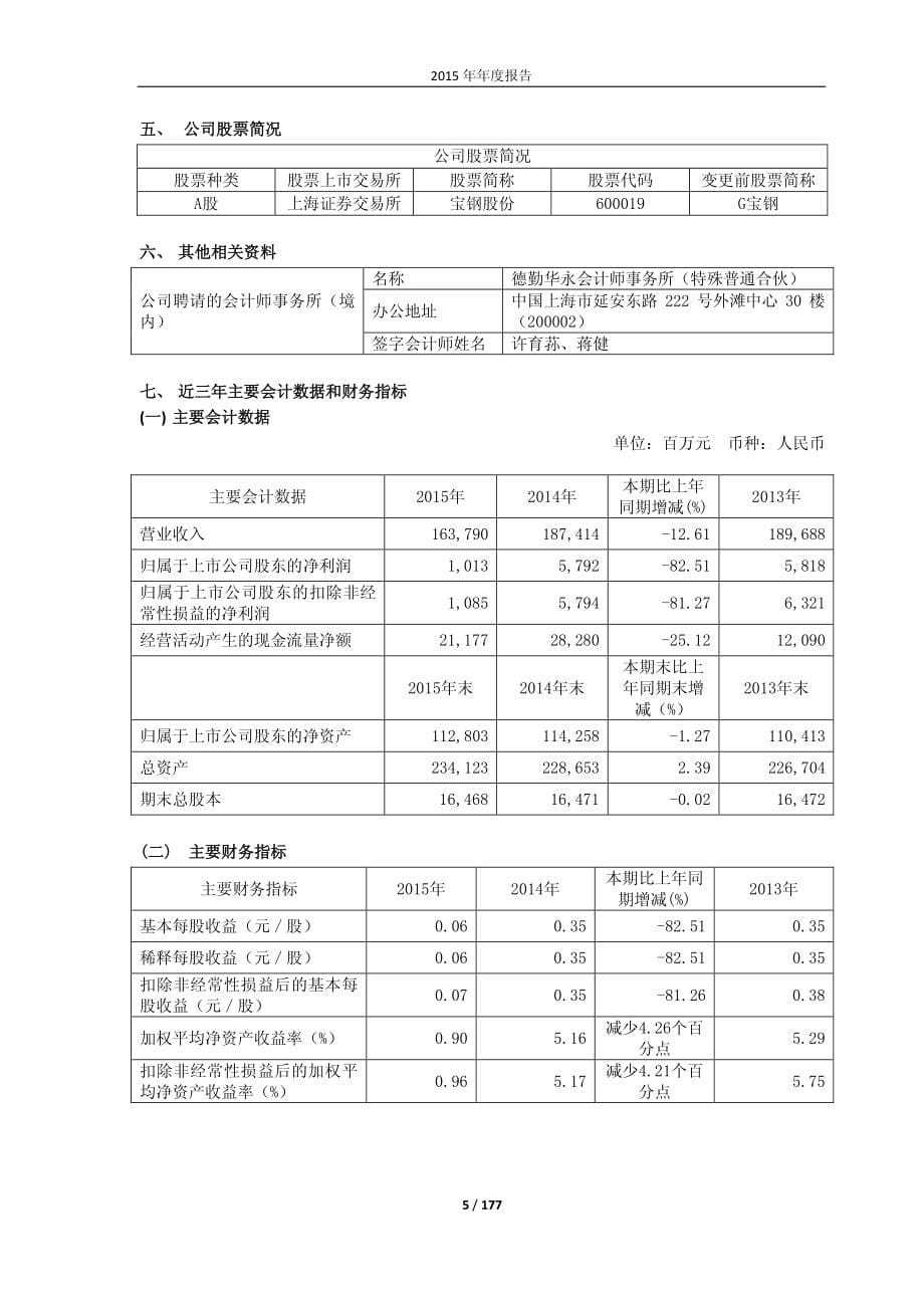 宝钢2015年度报告_第5页