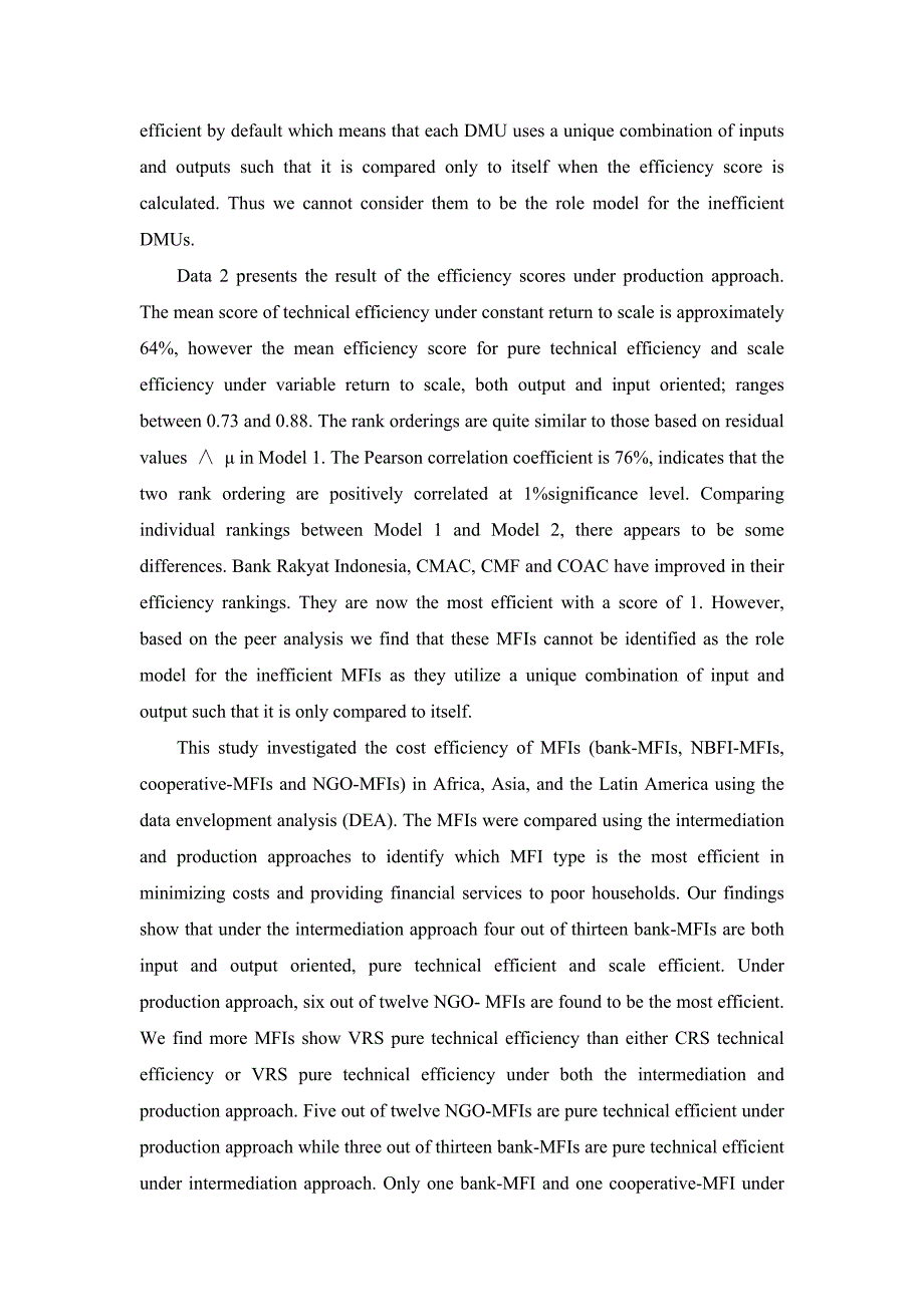 外文翻译---小额信贷机构的有效性研究_第4页