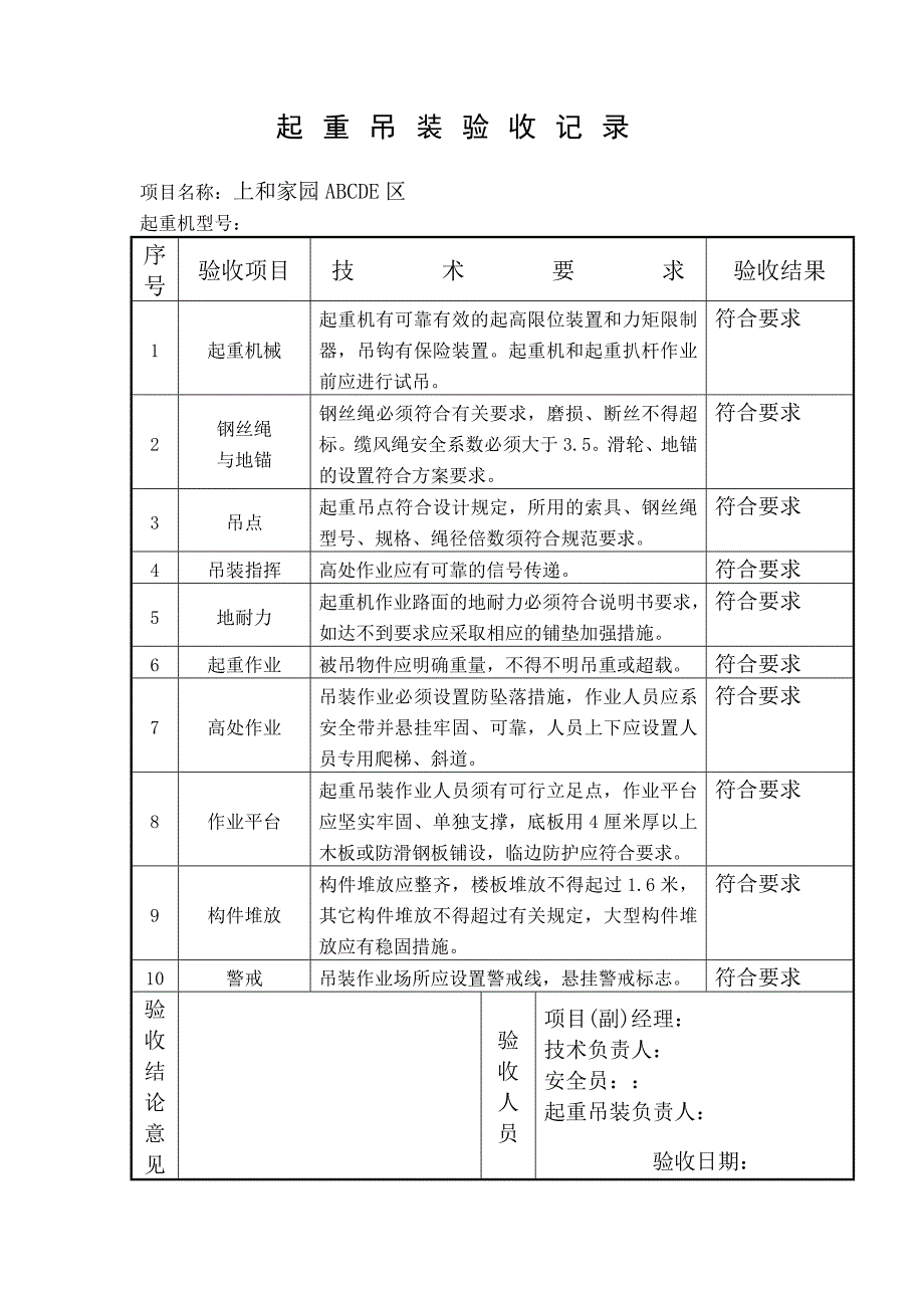 起重吊装验收记录_第1页