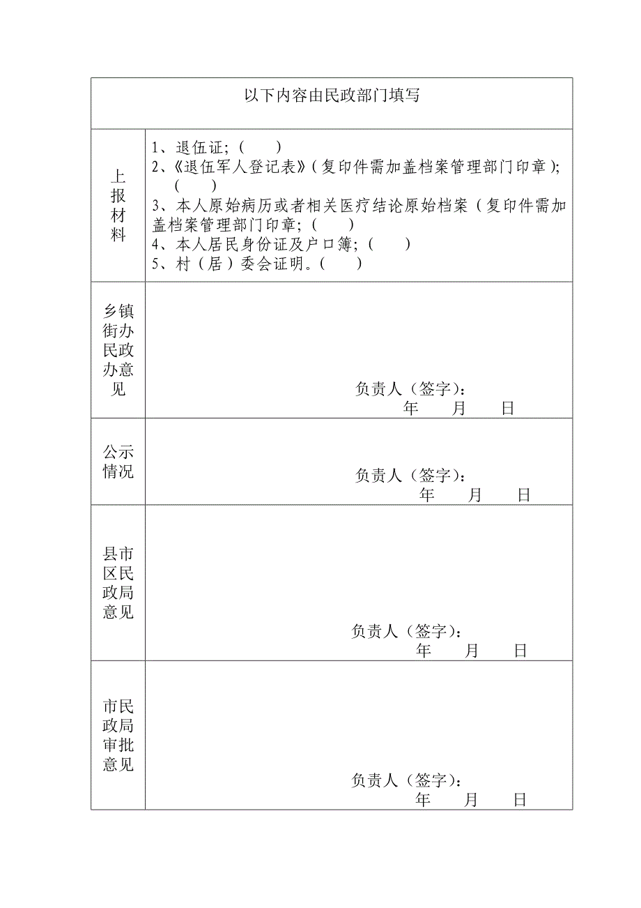 山东省带病回乡退伍军人登记审批表_第2页