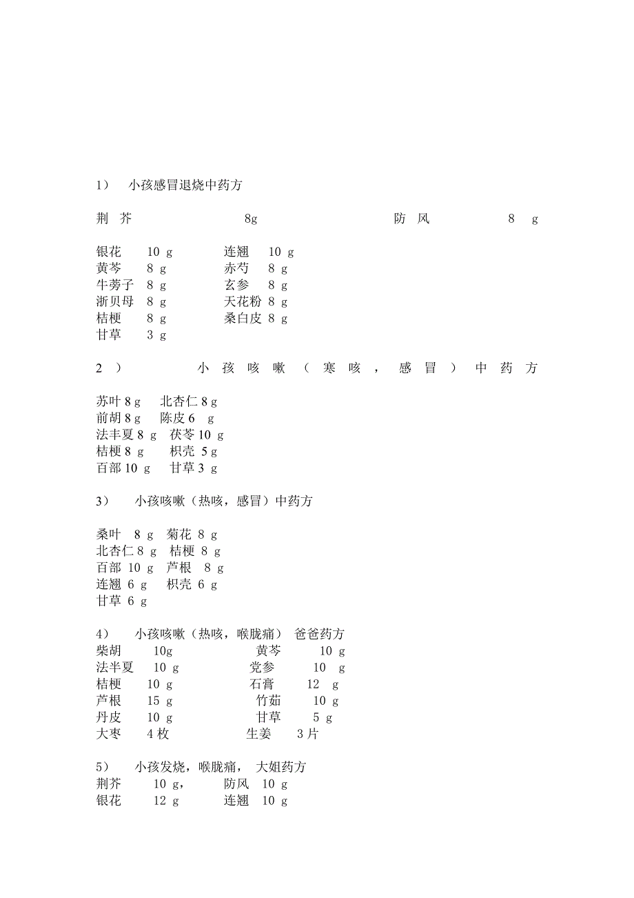 小孩感冒发烧中药方_第1页