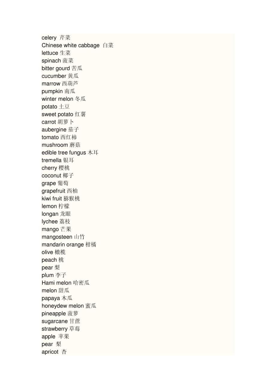 蔬菜水果的英文单词_第1页