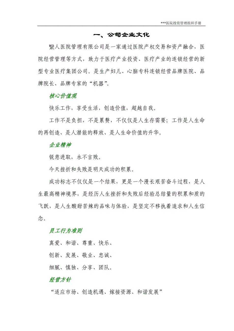 医院投资集团公司组织手册部门职能高管岗位职责_第3页