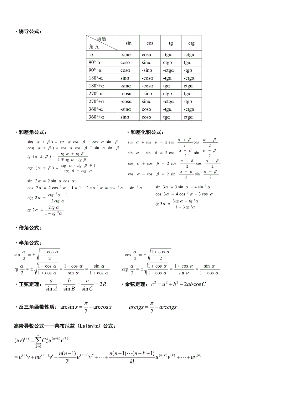 考研高等数学公式(全面且紧凑版)_第2页