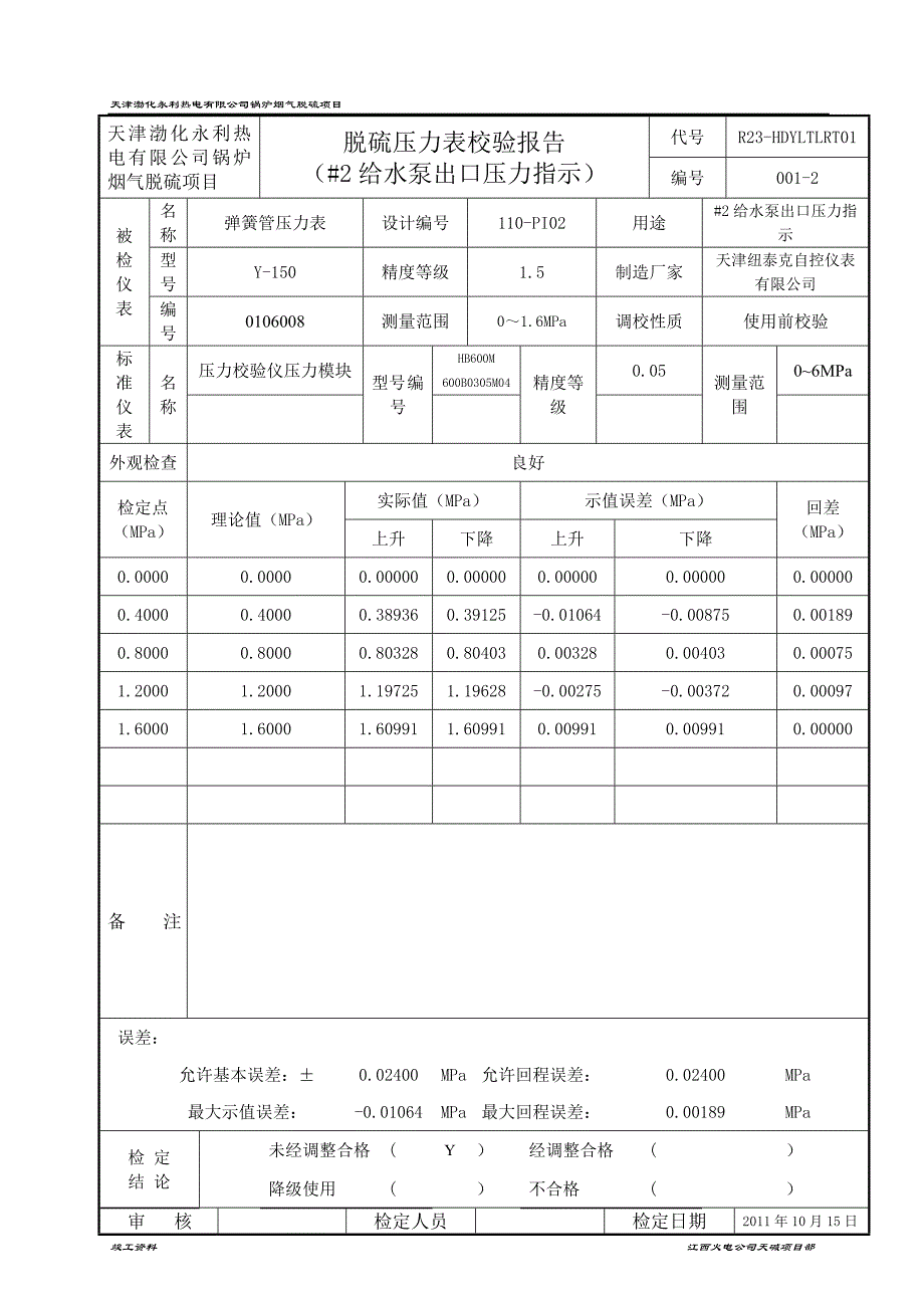 脱硫压力表校验记录_第4页