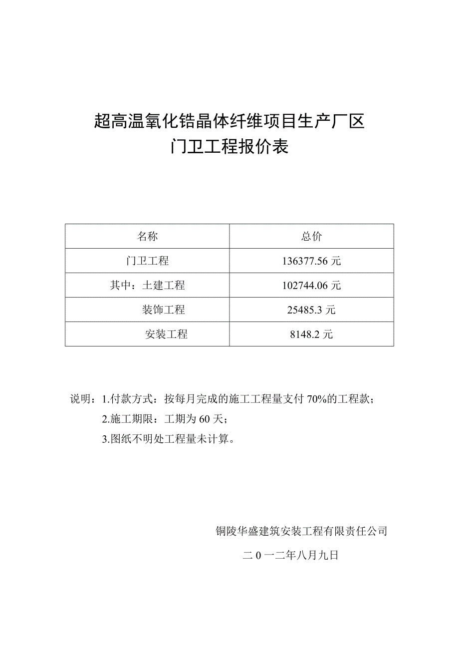 超高温氧化锆晶体纤维项目生产厂区室外场地工程报价表_第3页