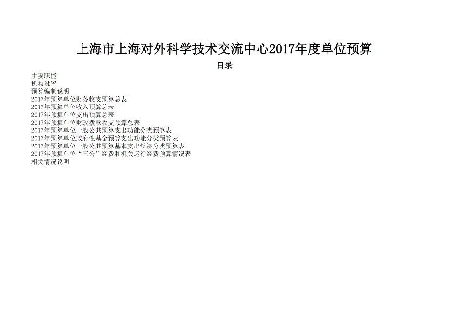 上海市上海对外科学技术交流中心2017年度单位预算_第1页