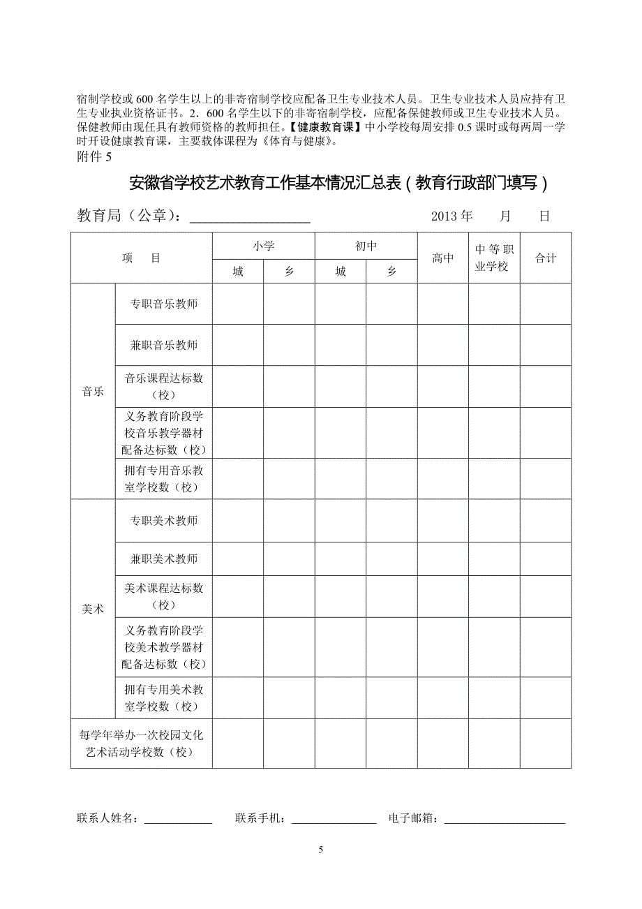 中小学校体育卫生艺术教育基本情况调查表_第5页