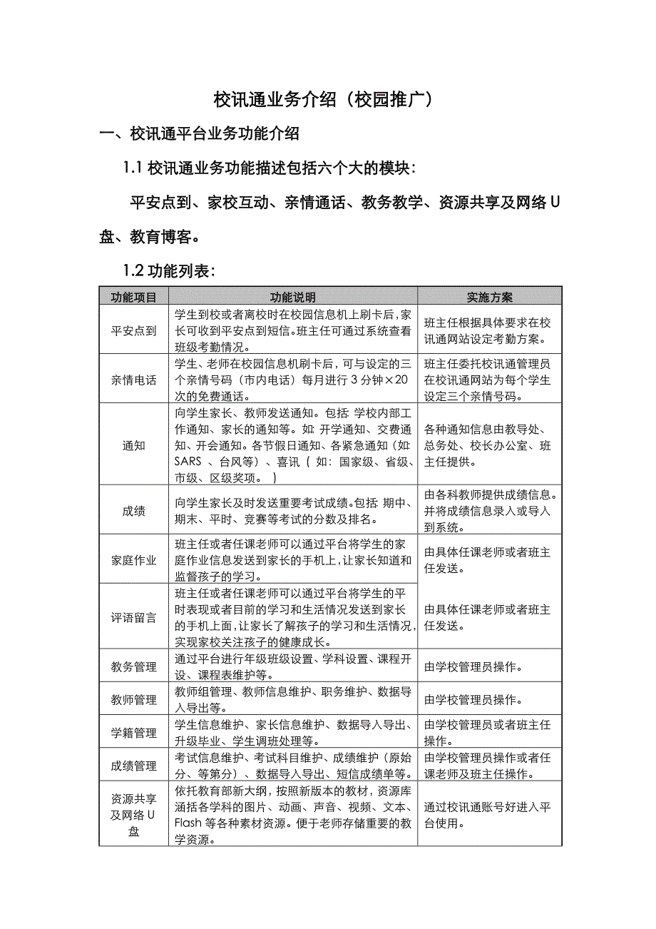 校讯通实施资料方案_第1页
