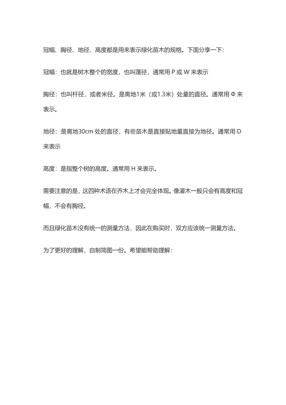 乔木冠幅、胸径  测量标准(圣桐林业)_第1页