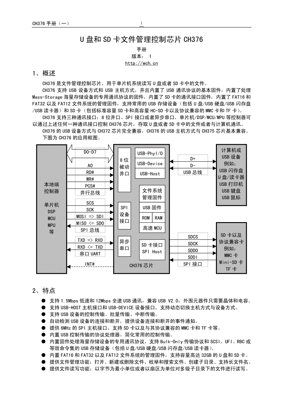 U盘和SD卡文件管理控制芯片_第1页