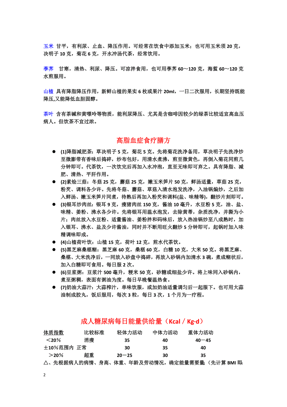 高血压降压_高脂血_糖尿病_冠心病人的营养配餐食疗膳方_肥胖的膳食调控_第2页