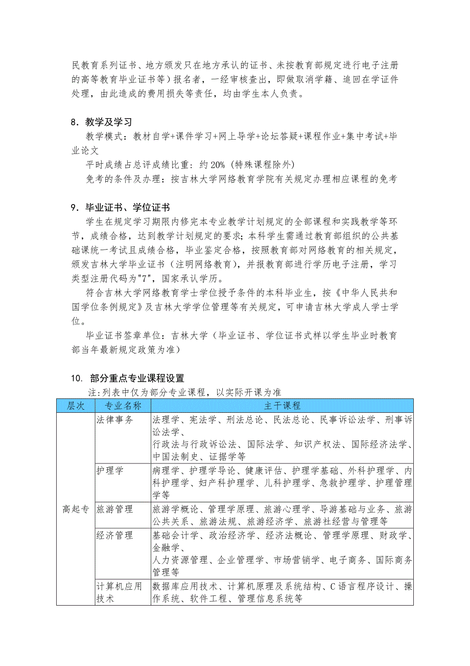 吉林大学网络高等学历教育招生简章_第4页