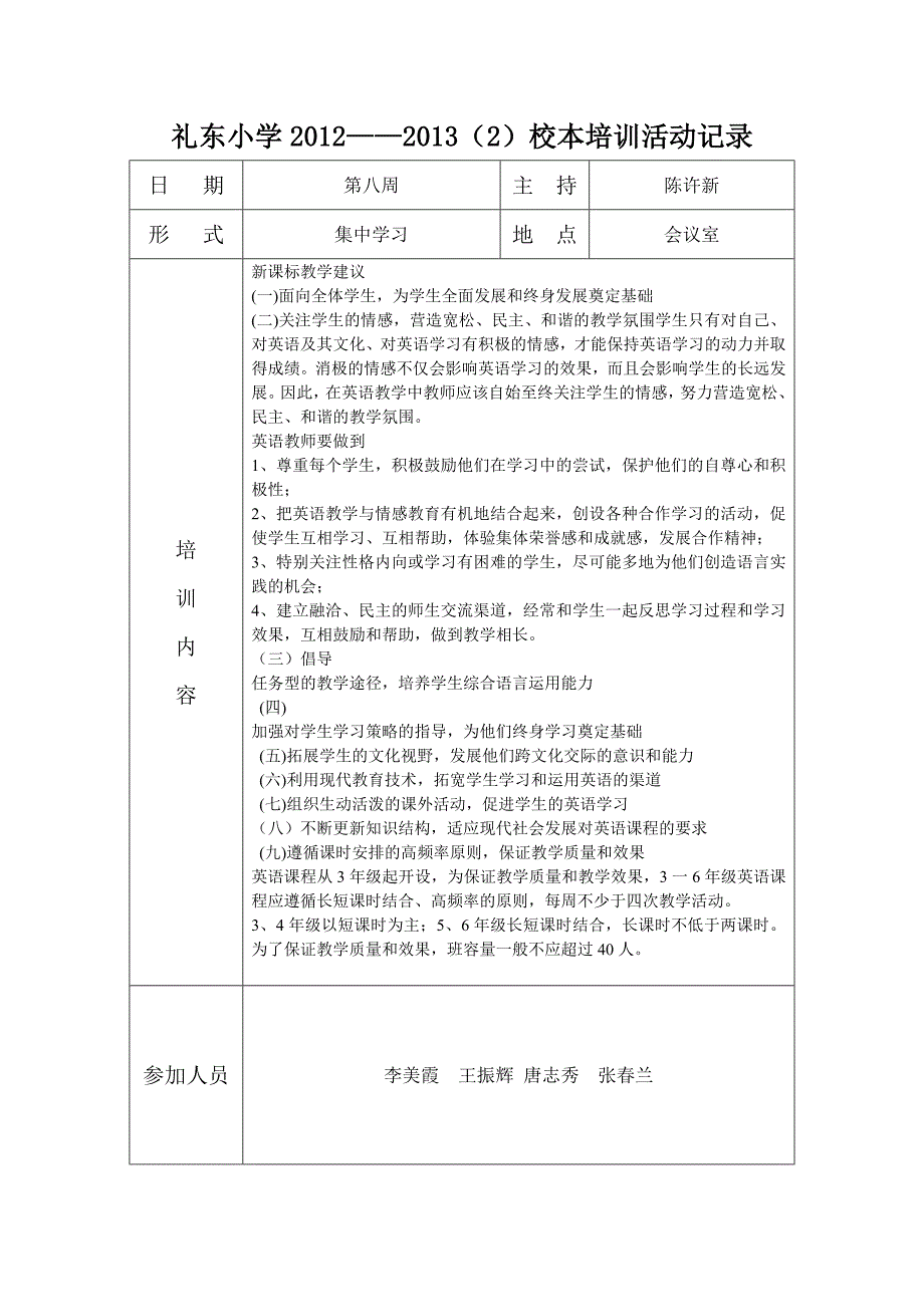 礼东小学2012-2013(2)英语校本培训记录_第2页