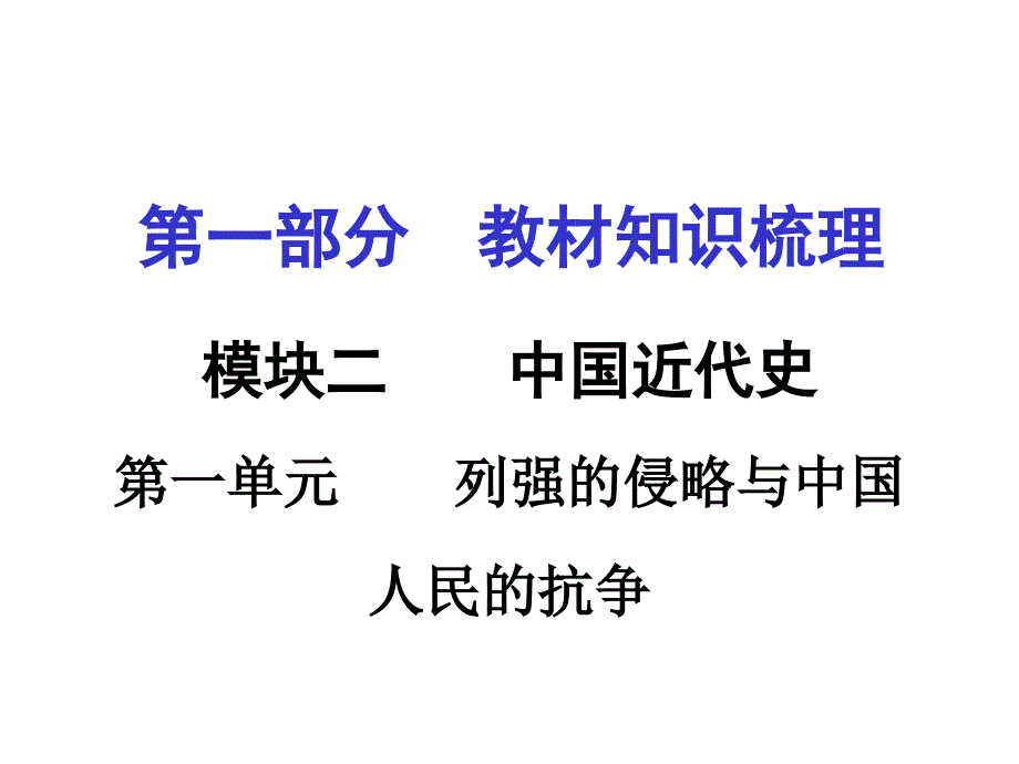 湖南2016中考面对面历史复习第一部分课件第一单元 列强的侵略与中国人民的抗争._第1页