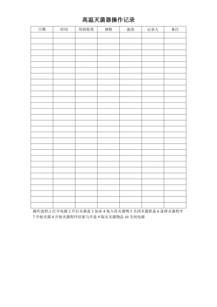 高温灭菌器操作记录表_第1页