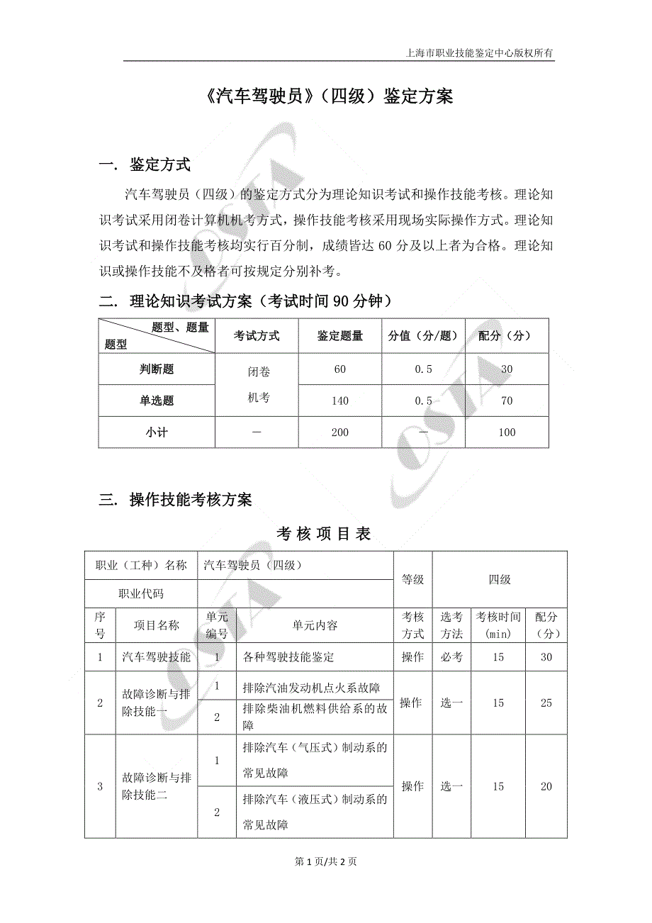 《汽车驾驶员》（四级）鉴定方案_第1页