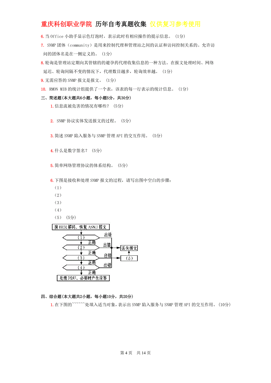 重庆科创职业学院 历年自考真题收集 仅供复习参考使用2010年全国自考计算机网络管理模拟试卷3及答案_第4页