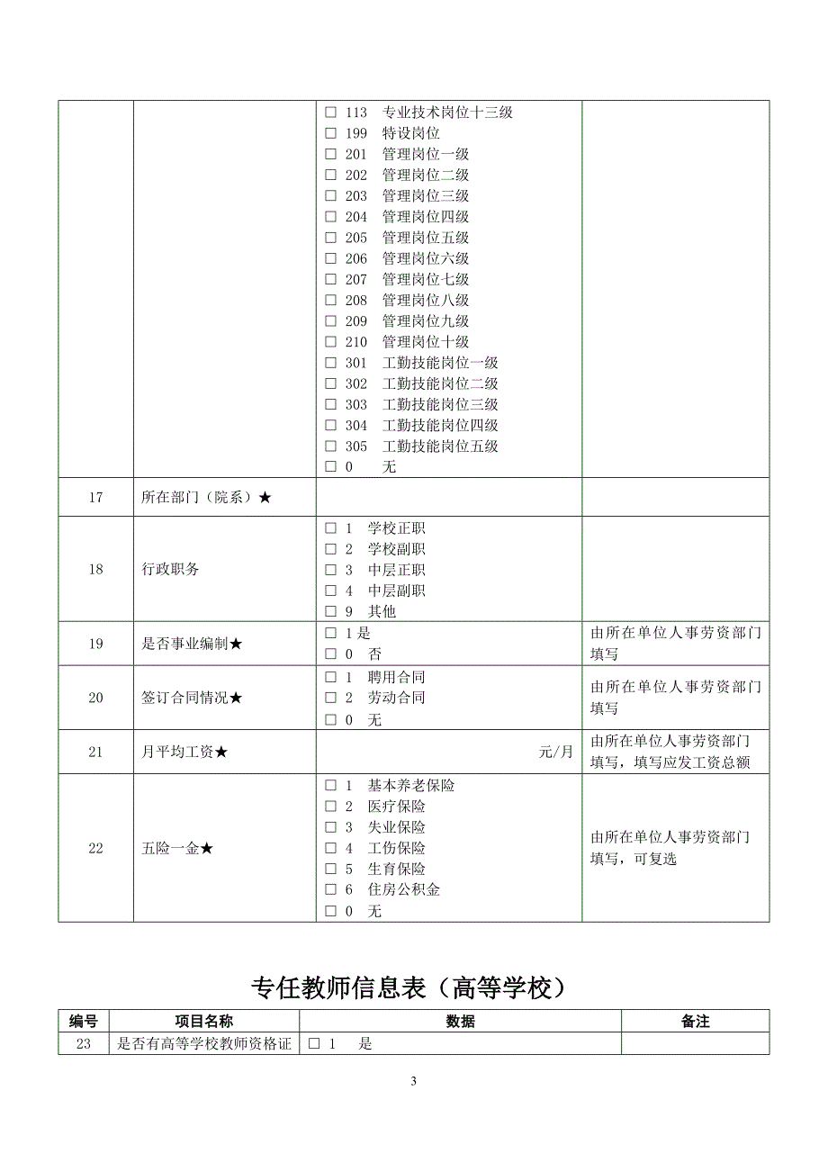 全国教职工基础信息采集表指标解释(高等学校)_第3页