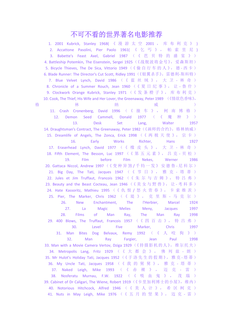 不可不看的世界著名电影推荐_第1页