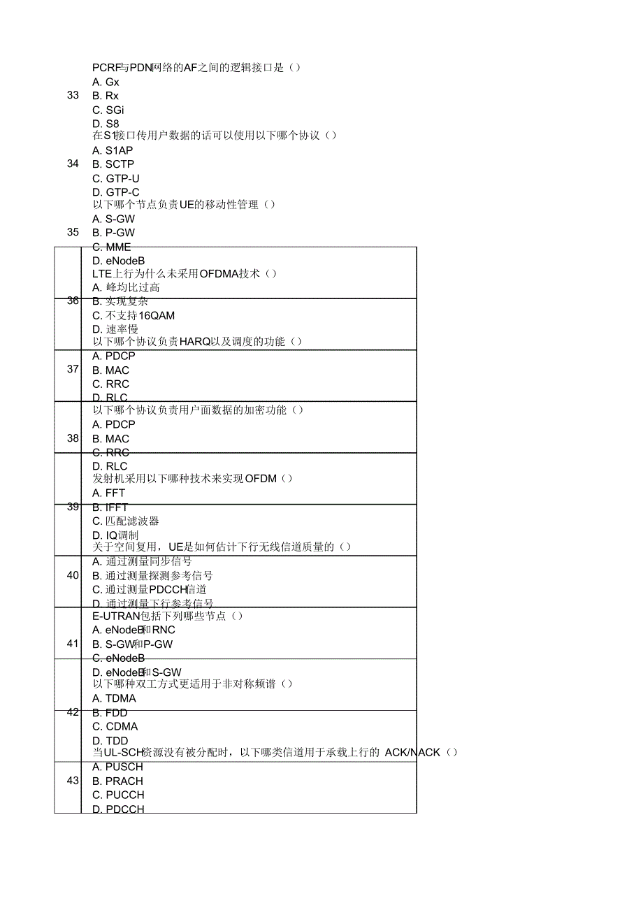 中国移动LTE考试题库1_第4页