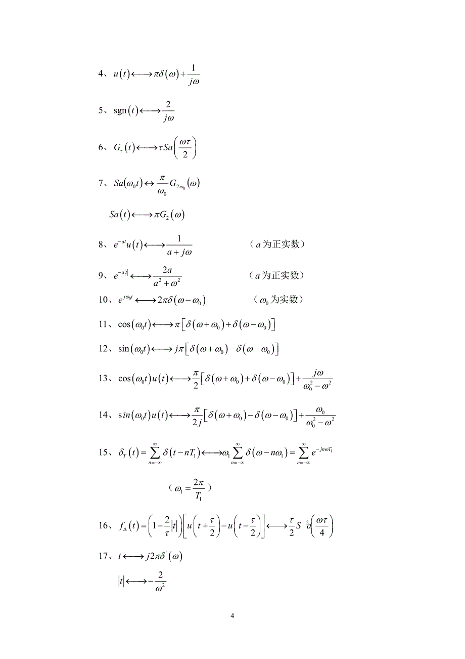 第三章 傅里叶变换 重要公式_第4页