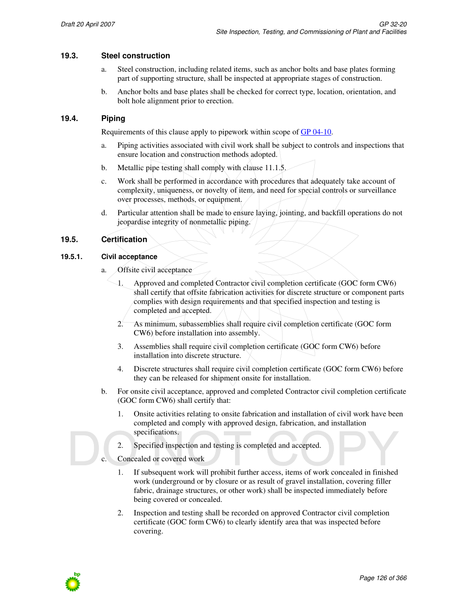 英国bp公司原版现场质检、调试、试车程序文件(bp gp 32-20)_部分2_第1页