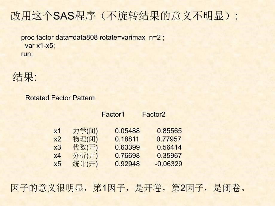 SAS中对应分析(含因子分析典型相关分析作业解答)_第5页