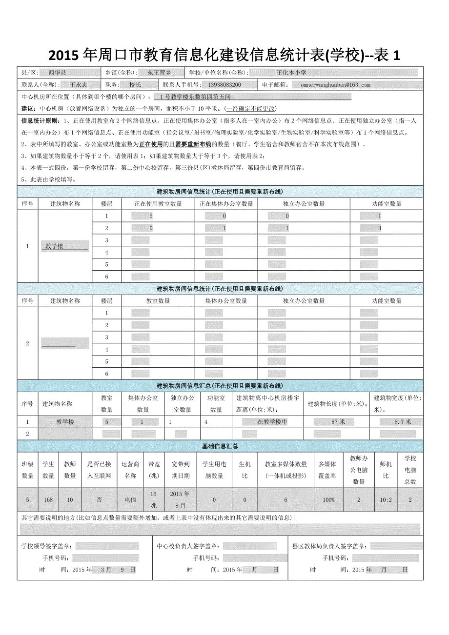 周口市教育信息化建设信息统计表(终稿)V_第1页