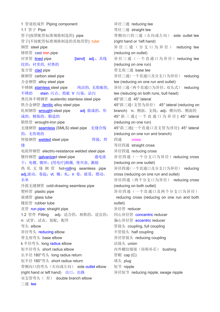 化工装置安装用英语词汇(现场安装和材料名称)_第1页