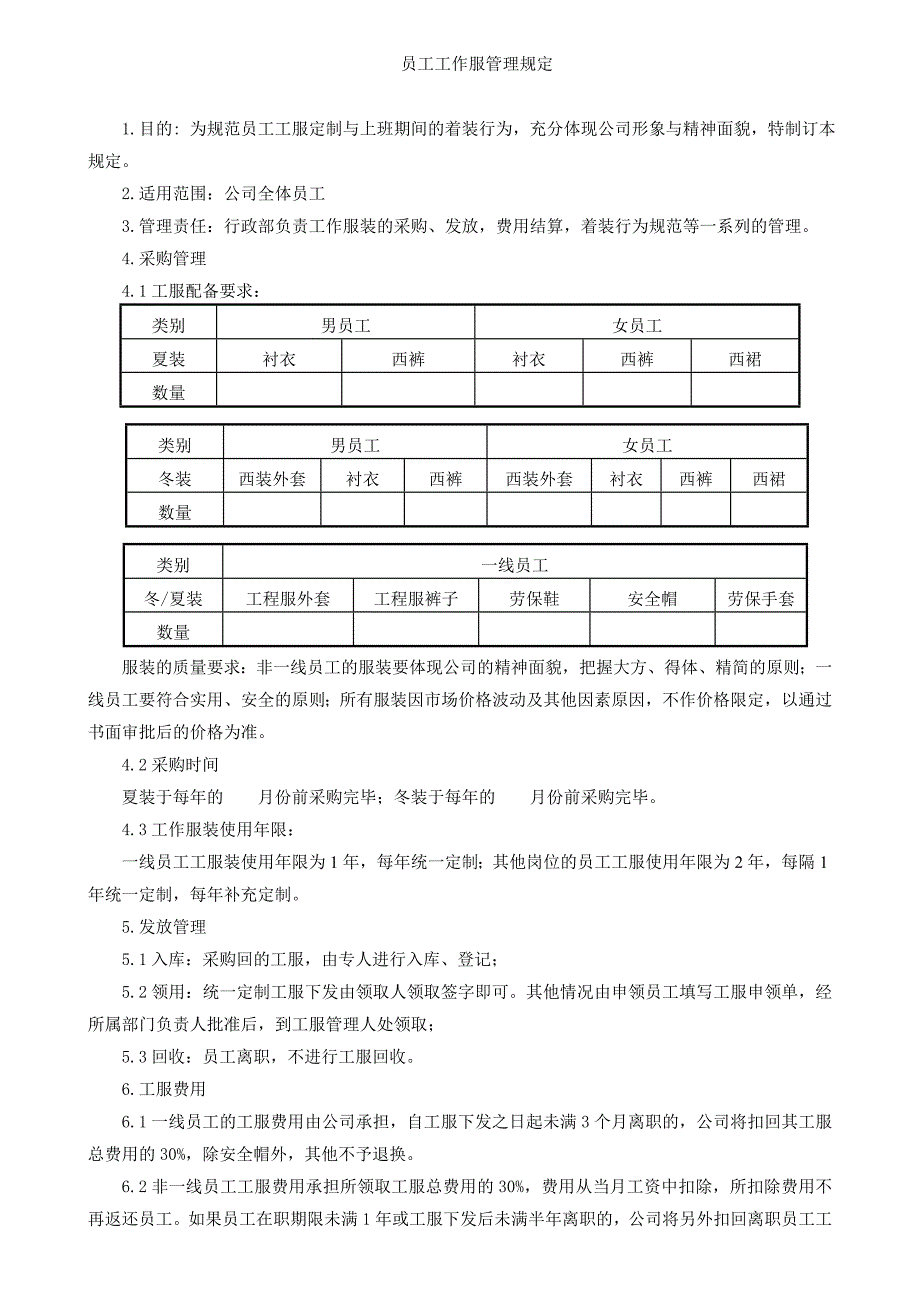 员工工作服管理规定_第1页