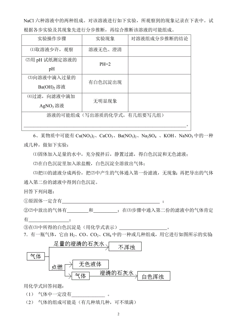 历届初化学中考推断题集锦试题_第2页