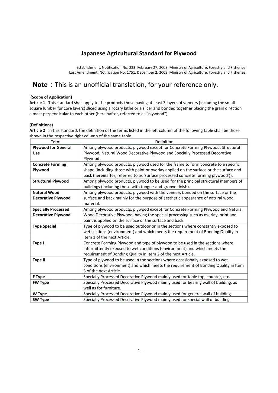 日本胶合板标准_第1页