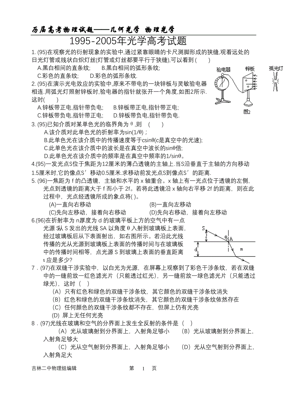 [高考试题]光学_第1页