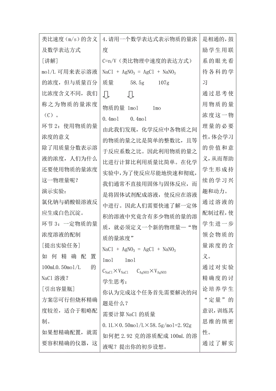 物质的量浓度教授教化设计(人教版)_第3页