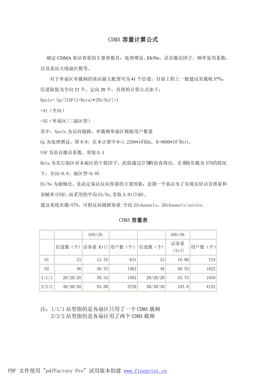 CDMA容量计算公式_第1页
