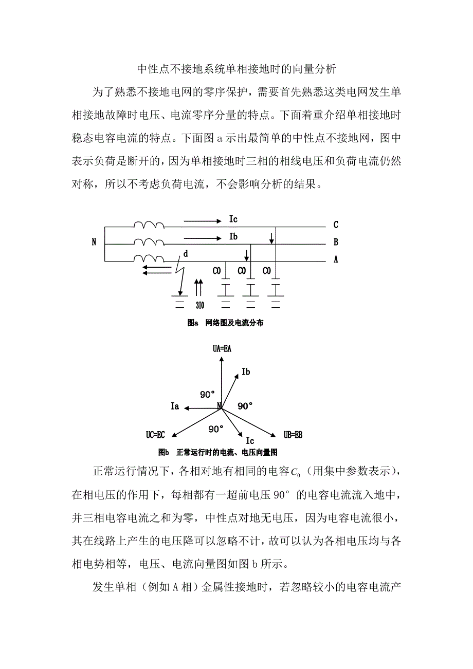 中性点不接地系统发生单相接地时向量分析_第1页