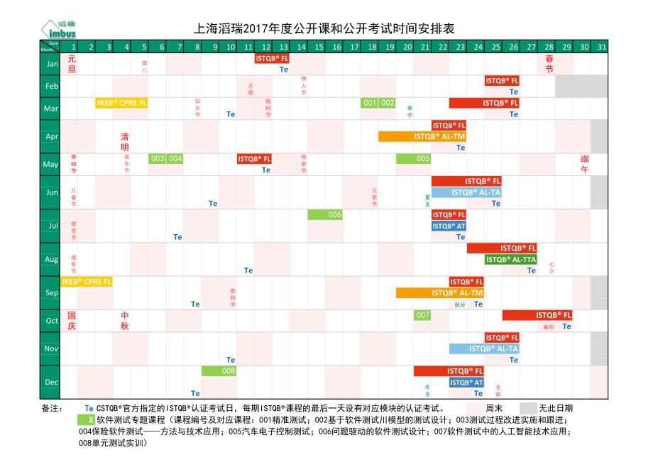 上海滔瑞2017年度公开课和公开考试时间安排表_第1页