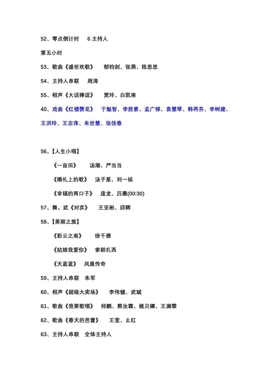 2010年中间电视台春节联欢晚会节目单_第5页
