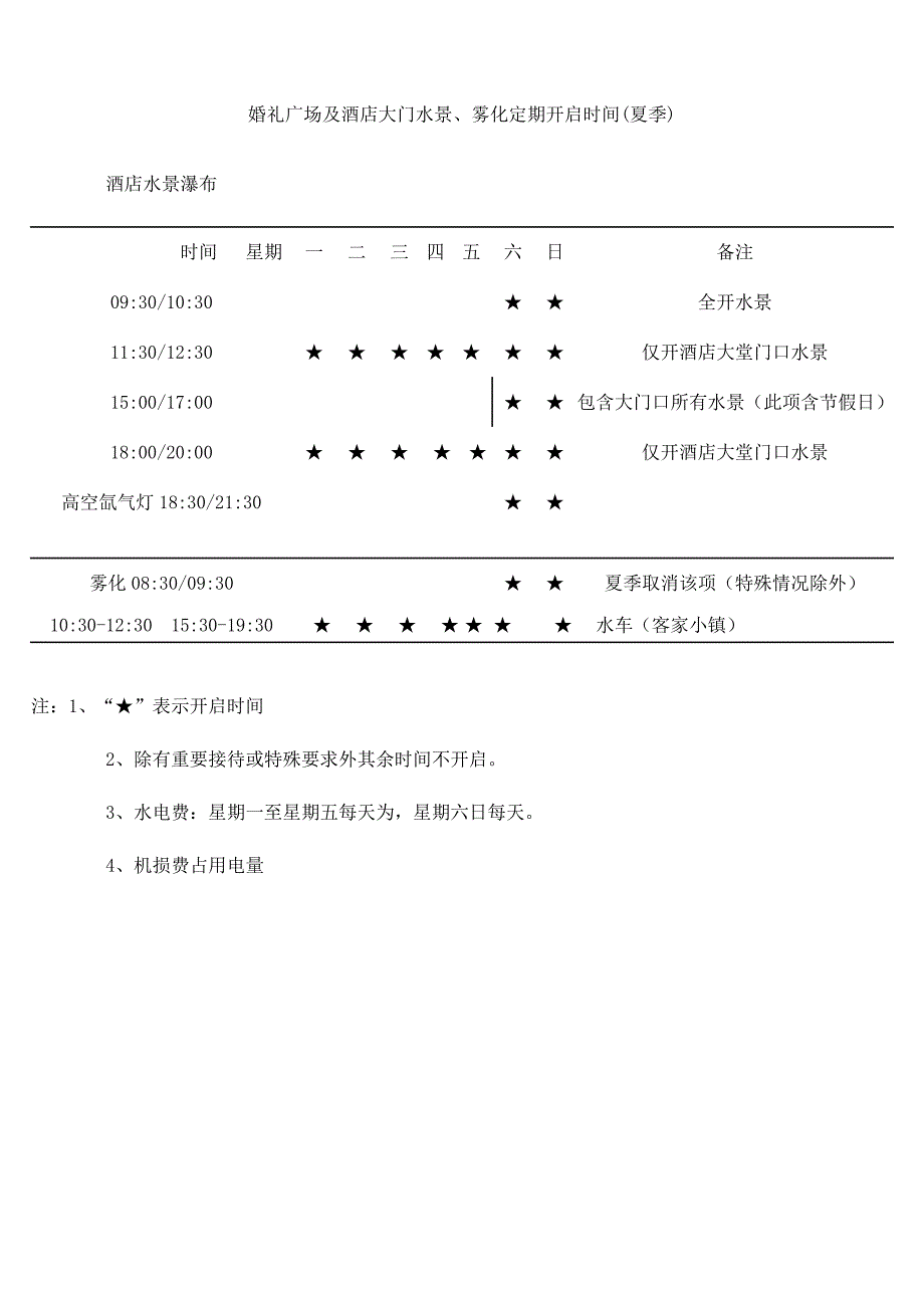 婚礼广场及酒店大门水景开启时间10-8_第1页